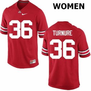 NCAA Ohio State Buckeyes Women's #36 Zach Turnure Red Nike Football College Jersey AGM0345GZ